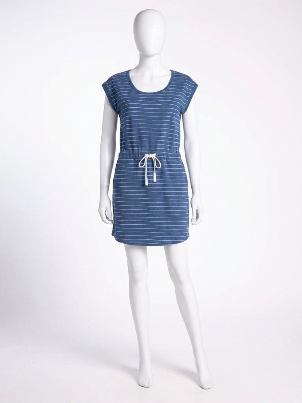 NEW THREAD & SUPPLY gardenia mini dress in denim blue stripe